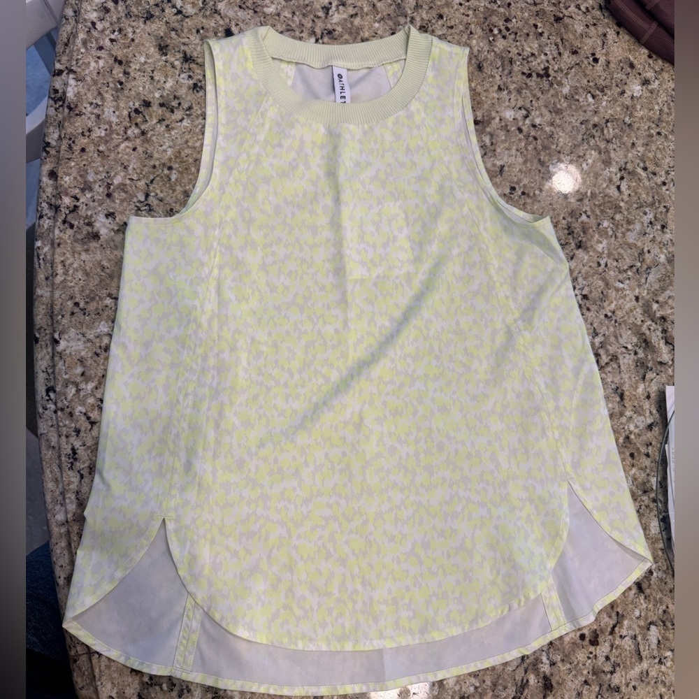 Athleta Women's XS (fits like s/m) Yellow and White Sleeveless Top with gray